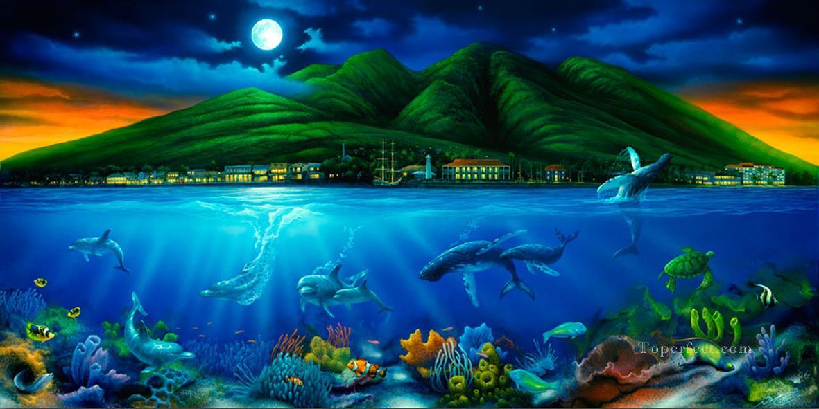 Lahaina Moon under sea Oil Paintings